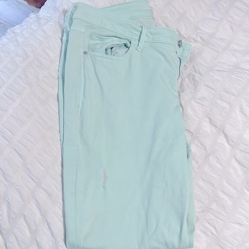 Mint color jeans